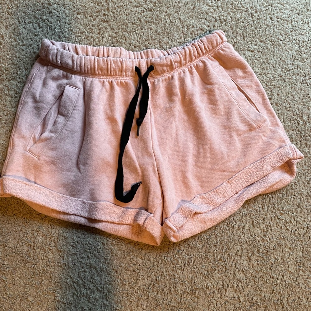 Womens PINK comfy shorts with drawstring